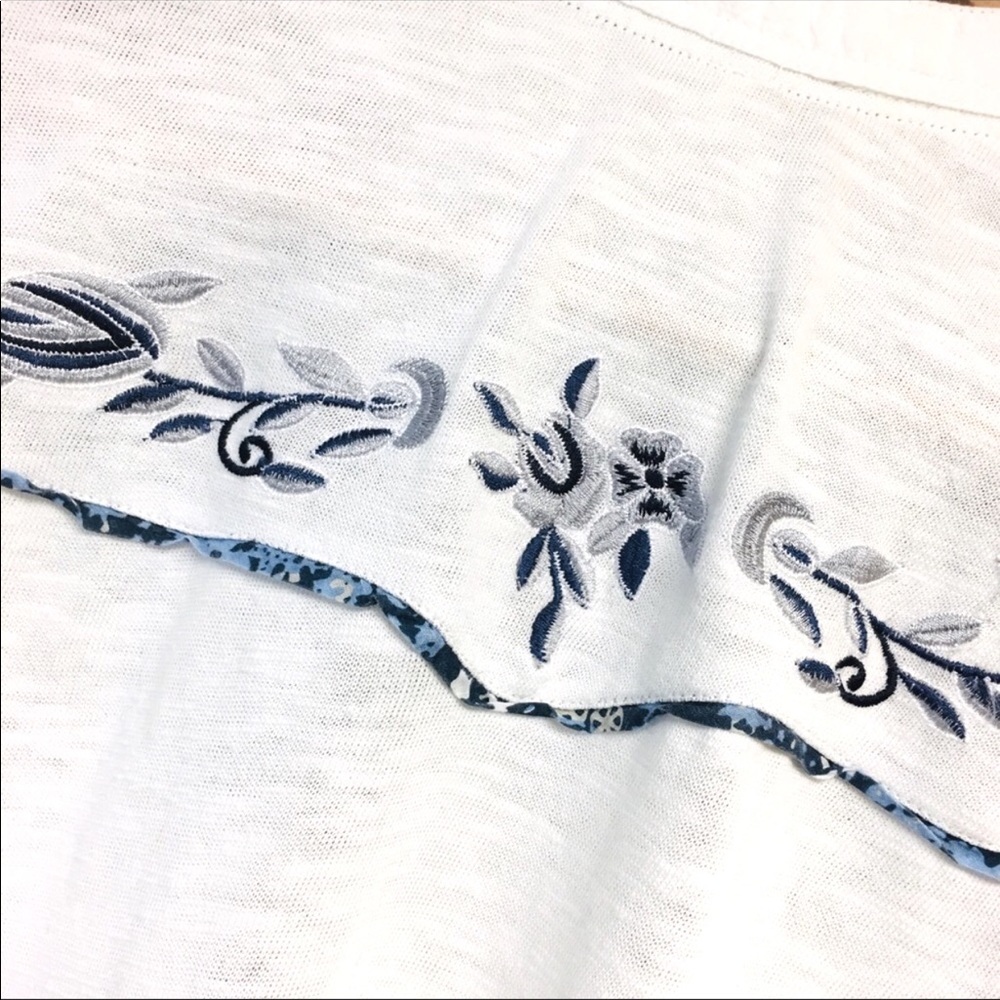 Free People White Embroidered Puff Sleeve Shirt - Picture 7 of 9